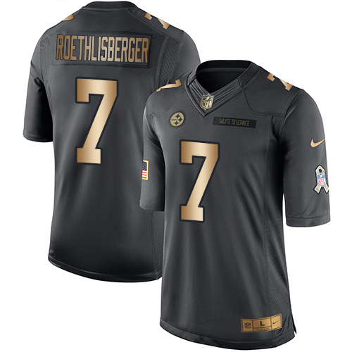Men's Nike Pittsburgh Steelers #7 Ben Roethlisberger Limited Black/Gold Salute to Service NFL Jersey