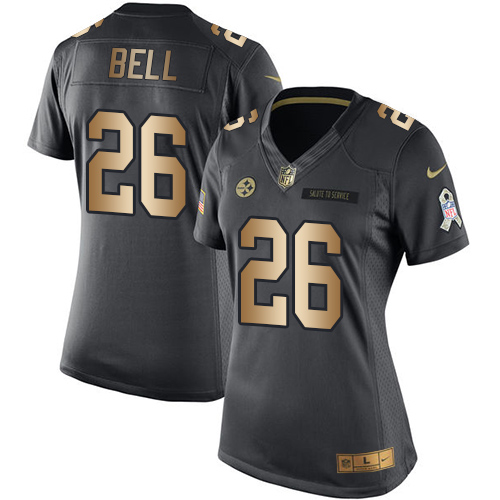 Women's Nike Pittsburgh Steelers #26 Le'Veon Bell Limited Black/Gold Salute to Service NFL Jersey