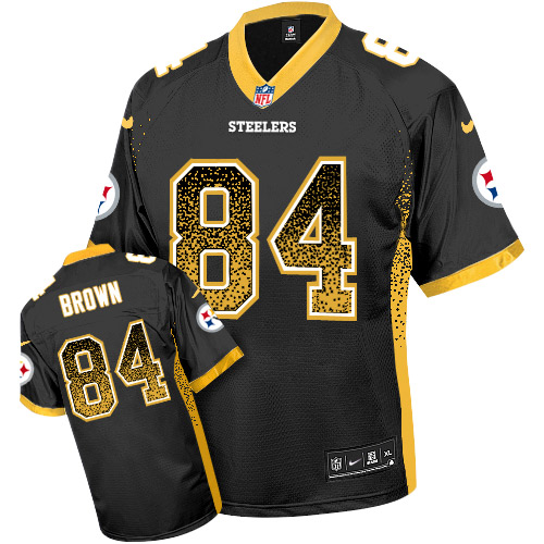 Men's Nike Pittsburgh Steelers #84 Antonio Brown Elite Black Drift Fashion NFL Jersey