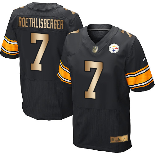 Men's Nike Pittsburgh Steelers #7 Ben Roethlisberger Elite Black/Gold Team Color NFL Jersey