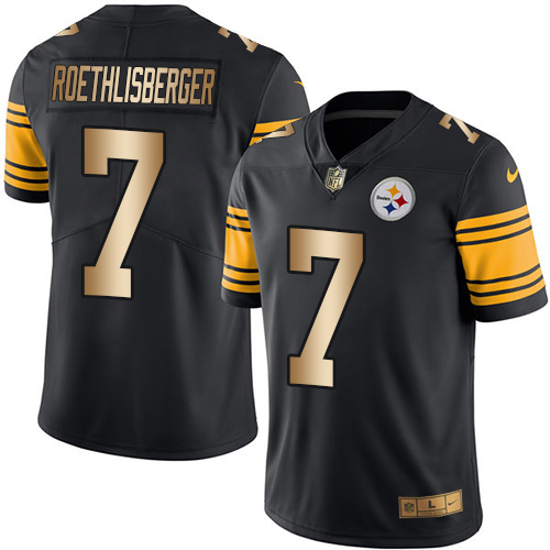 Men's Nike Pittsburgh Steelers #7 Ben Roethlisberger Limited Black/Gold Rush Vapor Untouchable NFL Jersey