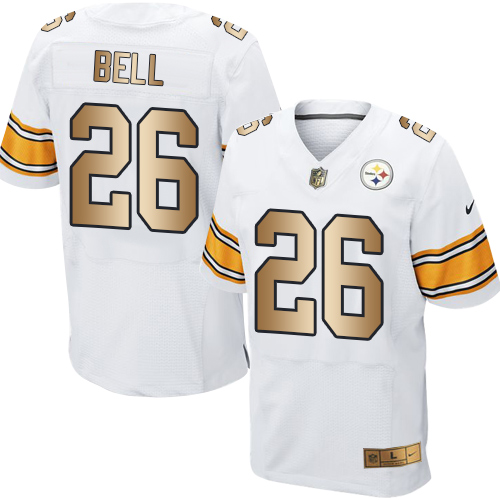 Men's Nike Pittsburgh Steelers #26 Le'Veon Bell Elite White/Gold NFL Jersey