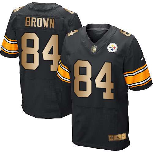 Men's Nike Pittsburgh Steelers #84 Antonio Brown Elite Black/Gold Team Color NFL Jersey