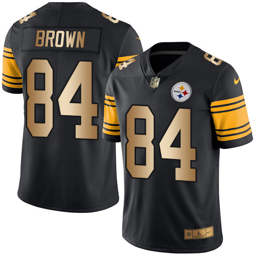 Men's Nike Pittsburgh Steelers #84 Antonio Brown Limited Black/Gold Rush Vapor Untouchable NFL Jersey