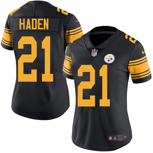 Women's Nike Pittsburgh Steelers #21 Joe Haden Limited Black Rush Vapor Untouchable NFL Jersey