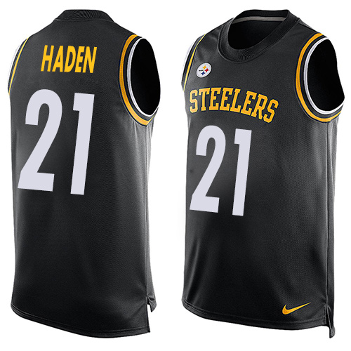 Men's Nike Pittsburgh Steelers #21 Joe Haden Limited Black Player Name & Number Tank Top NFL Jersey