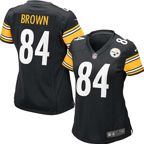 Women's Nike Pittsburgh Steelers #84 Antonio Brown Game Black Team Color NFL Jersey