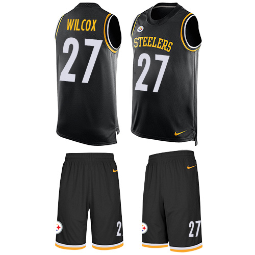 Men's Nike Pittsburgh Steelers #27 J.J. Wilcox Limited Black Tank Top Suit NFL Jersey