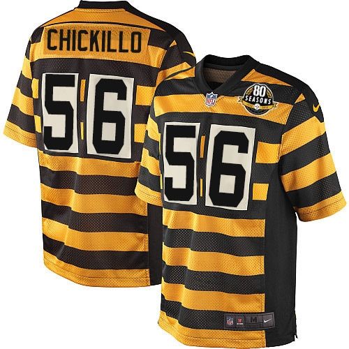 Men's Nike Pittsburgh Steelers #56 Anthony Chickillo Limited Yellow/Black Alternate 80TH Anniversary Throwback NFL Jersey