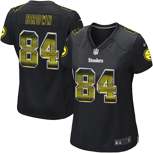 Women's Nike Pittsburgh Steelers #84 Antonio Brown Limited Black Strobe NFL Jersey