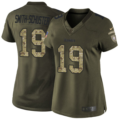 Women's Nike Pittsburgh Steelers #19 JuJu Smith-Schuster Limited Green Salute to Service NFL Jersey