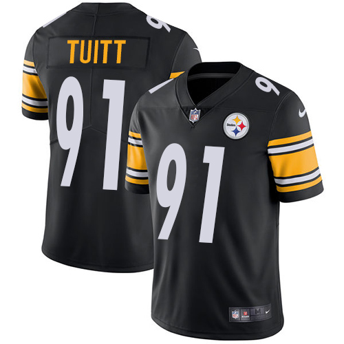 Youth Nike Pittsburgh Steelers #91 Stephon Tuitt Black Team Color Vapor Untouchable Limited Player NFL Jersey