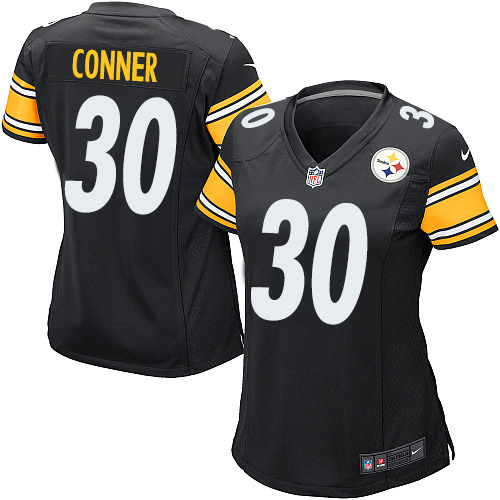 Women's Nike Pittsburgh Steelers #30 James Conner Game Black Team Color NFL Jersey