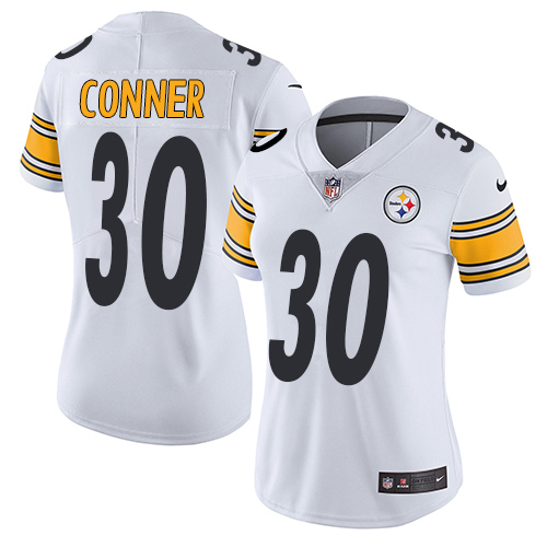 Women's Nike Pittsburgh Steelers #30 James Conner White Vapor Untouchable Limited Player NFL Jersey