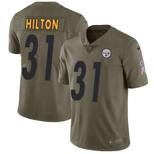 Men's Nike Pittsburgh Steelers #31 Mike Hilton Limited Olive 2017 Salute to Service NFL Jersey