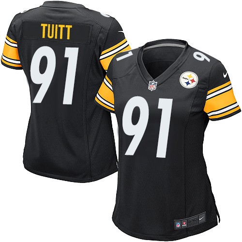 Women's Nike Pittsburgh Steelers #91 Stephon Tuitt Game Black Team Color NFL Jersey
