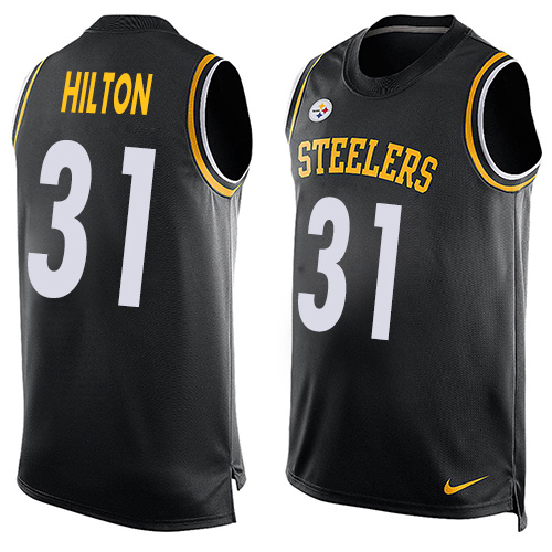 Men's Nike Pittsburgh Steelers #31 Mike Hilton Limited Black Player Name & Number Tank Top NFL Jersey