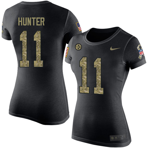 NFL Women's Nike Pittsburgh Steelers #11 Justin Hunter Black Camo Salute to Service T-Shirt