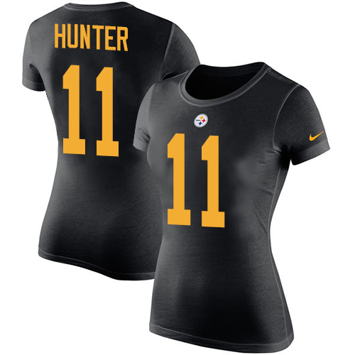 NFL Women's Nike Pittsburgh Steelers #11 Justin Hunter Black Rush Pride Name & Number T-Shirt