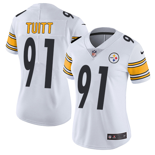 Women's Nike Pittsburgh Steelers #91 Stephon Tuitt White Vapor Untouchable Limited Player NFL Jersey