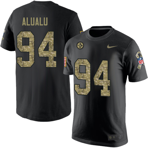 NFL Nike Pittsburgh Steelers #94 Tyson Alualu Black Camo Salute to Service T-Shirt