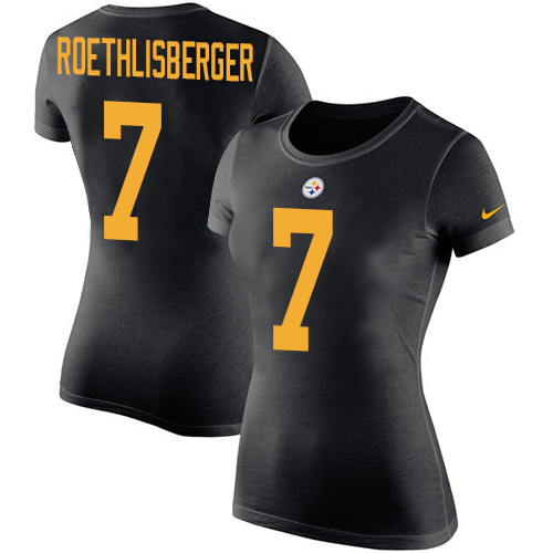 NFL Women's Nike Pittsburgh Steelers #7 Ben Roethlisberger Black Rush Pride Name & Number T-Shirt