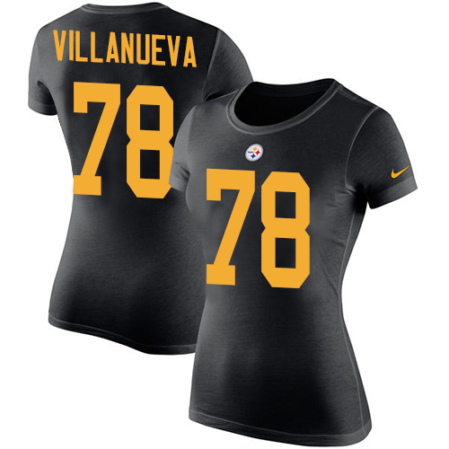 NFL Women's Nike Pittsburgh Steelers #78 Alejandro Villanueva Black Rush Pride Name & Number T-Shirt