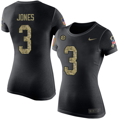 NFL Women's Nike Pittsburgh Steelers #3 Landry Jones Black Camo Salute to Service T-Shirt