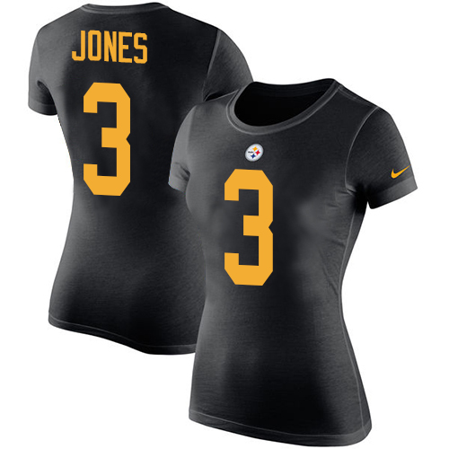 NFL Women's Nike Pittsburgh Steelers #3 Landry Jones Black Rush Pride Name & Number T-Shirt