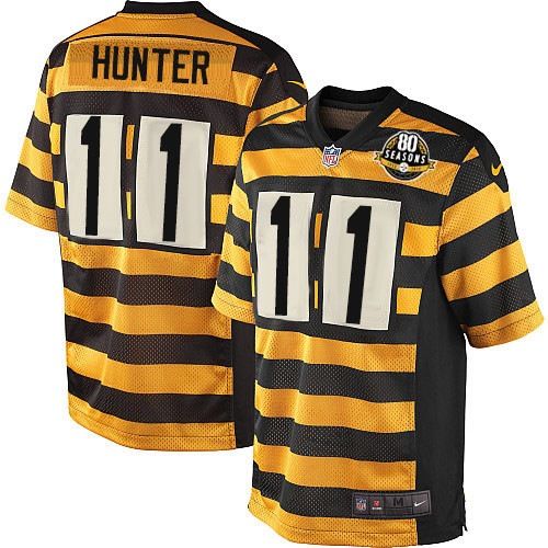 Men's Nike Pittsburgh Steelers #11 Justin Hunter Elite Yellow/Black Alternate 80TH Anniversary Throwback NFL Jersey