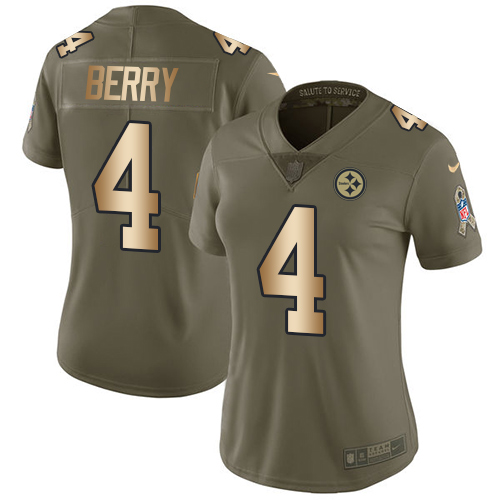 Women's Nike Pittsburgh Steelers #4 Jordan Berry Limited Olive/Gold 2017 Salute to Service NFL Jersey