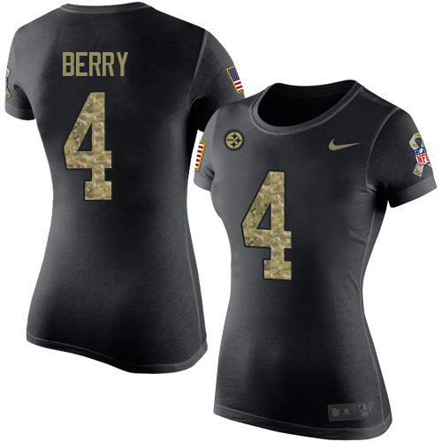 NFL Women's Nike Pittsburgh Steelers #4 Jordan Berry Black Camo Salute to Service T-Shirt