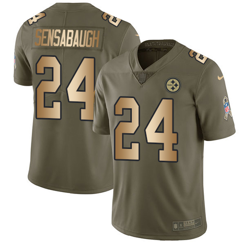 Men's Nike Pittsburgh Steelers #24 Coty Sensabaugh Limited Olive/Gold 2017 Salute to Service NFL Jersey