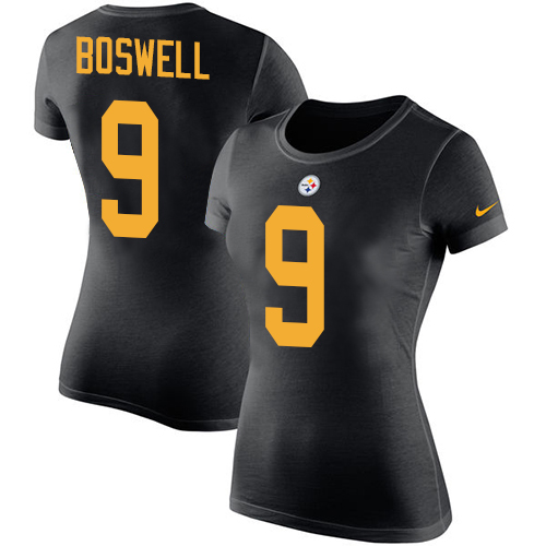 NFL Women's Nike Pittsburgh Steelers #9 Chris Boswell Black Rush Pride Name & Number T-Shirt