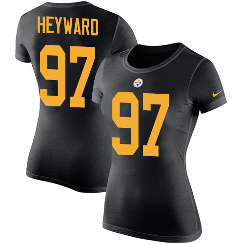 NFL Women's Nike Pittsburgh Steelers #97 Cameron Heyward Black Rush Pride Name & Number T-Shirt
