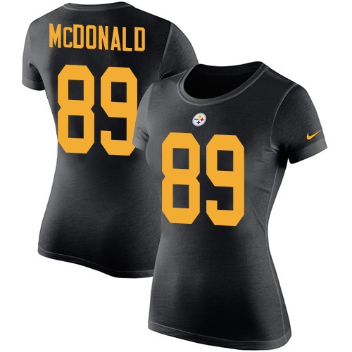 NFL Women's Nike Pittsburgh Steelers #89 Vance McDonald Black Rush Pride Name & Number T-Shirt