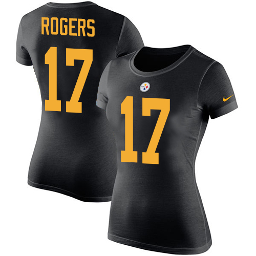NFL Women's Nike Pittsburgh Steelers #17 Eli Rogers Black Rush Pride Name & Number T-Shirt