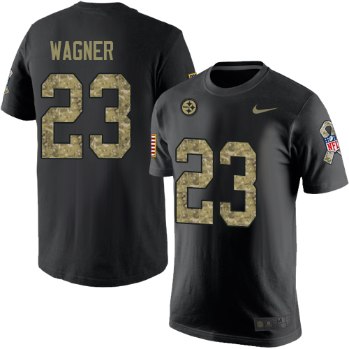 NFL Nike Pittsburgh Steelers #23 Mike Wagner Black Camo Salute to Service T-Shirt
