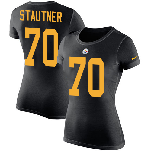 NFL Women's Nike Pittsburgh Steelers #70 Ernie Stautner Black Rush Pride Name & Number T-Shirt