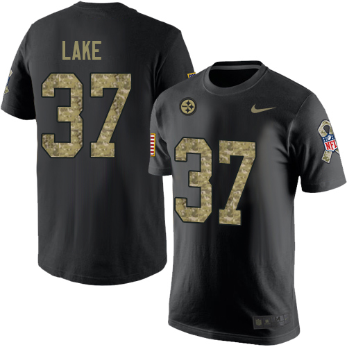 NFL Nike Pittsburgh Steelers #37 Carnell Lake Black Camo Salute to Service T-Shirt