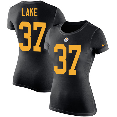 NFL Women's Nike Pittsburgh Steelers #37 Carnell Lake Black Rush Pride Name & Number T-Shirt