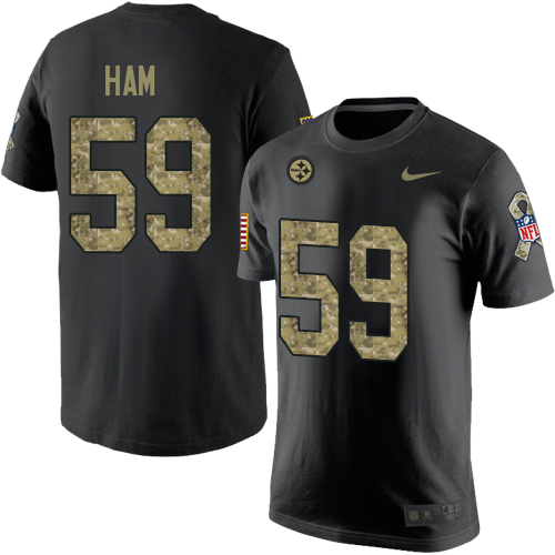 NFL Nike Pittsburgh Steelers #59 Jack Ham Black Camo Salute to Service T-Shirt