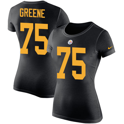 NFL Women's Nike Pittsburgh Steelers #75 Joe Greene Black Rush Pride Name & Number T-Shirt