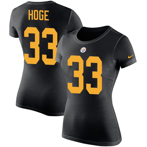 NFL Women's Nike Pittsburgh Steelers #33 Merril Hoge Black Rush Pride Name & Number T-Shirt