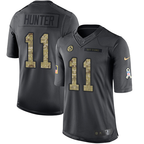 Men's Nike Pittsburgh Steelers #11 Justin Hunter Limited Black 2016 Salute to Service NFL Jersey