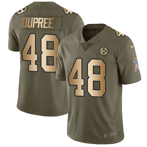 Men's Nike Pittsburgh Steelers #48 Bud Dupree Limited Olive/Gold 2017 Salute to Service NFL Jersey