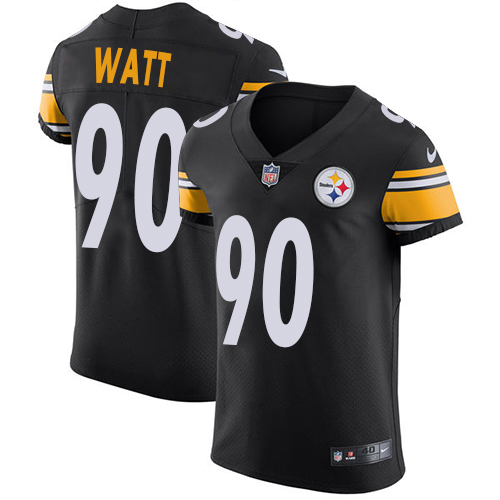 Men's Nike Pittsburgh Steelers #90 T. J. Watt Black Team Color Vapor Untouchable Elite Player NFL Jersey