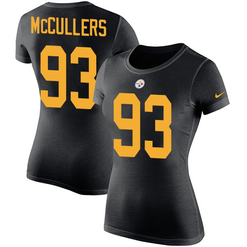 NFL Women's Nike Pittsburgh Steelers #93 Dan McCullers Black Rush Pride Name & Number T-Shirt