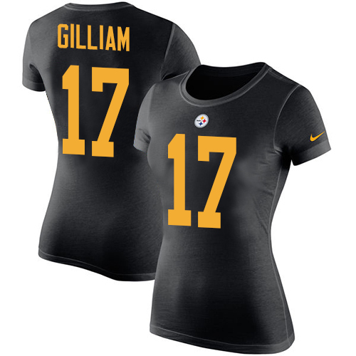 NFL Women's Nike Pittsburgh Steelers #17 Joe Gilliam Black Rush Pride Name & Number T-Shirt