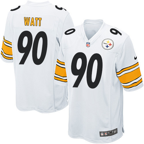 Men's Nike Pittsburgh Steelers #90 T. J. Watt Game White NFL Jersey